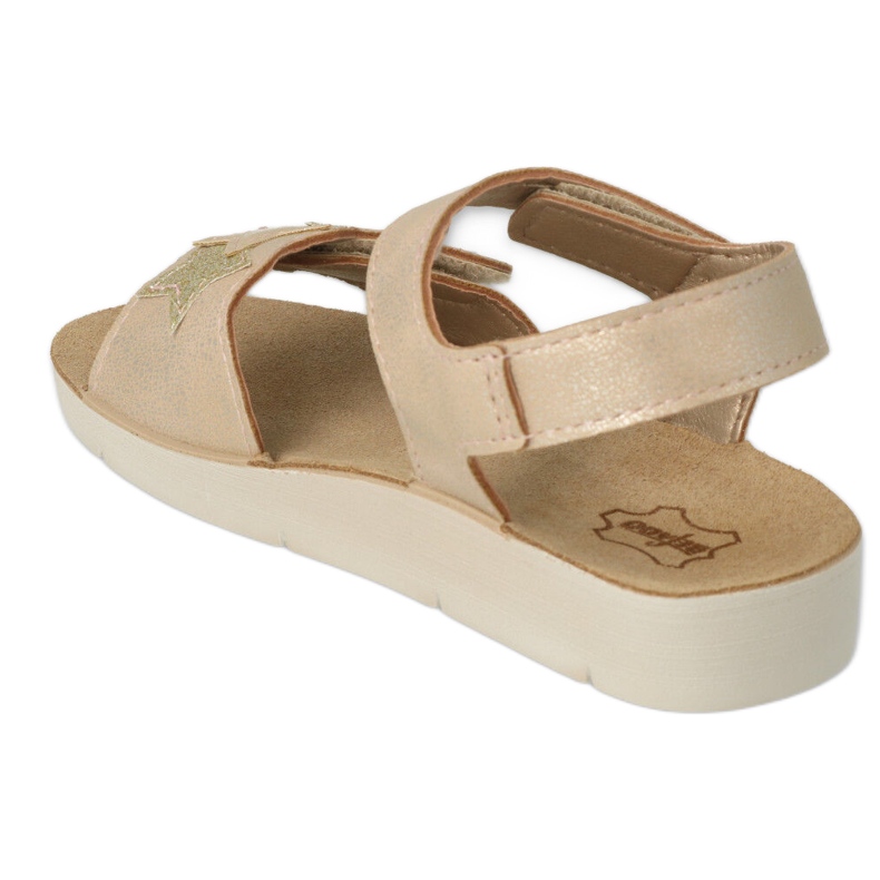 Sandali per bambini Befado con stella decorativa 068Y004 beige e oro d'oro 2