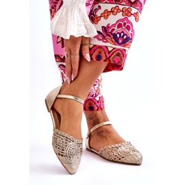 Sandali Bassi Eleganti da Donna, Oro d'oro 2