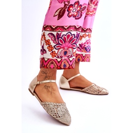 Sandali Bassi Eleganti da Donna, Oro d'oro 3