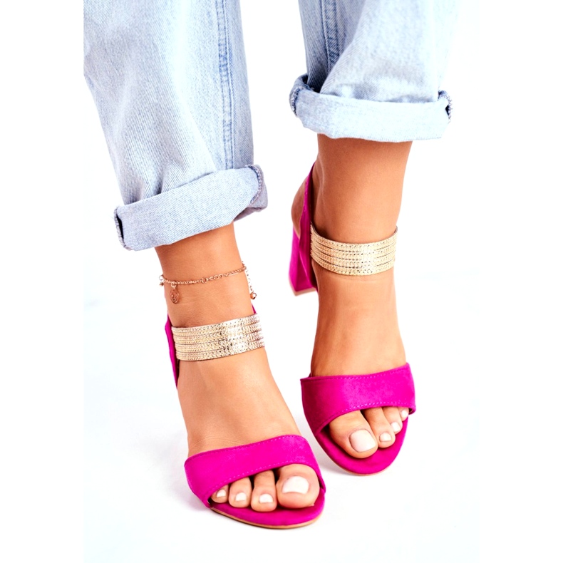 S.Barski Sandali Donna Con Tacco Camoscio Fucsia rosa 2