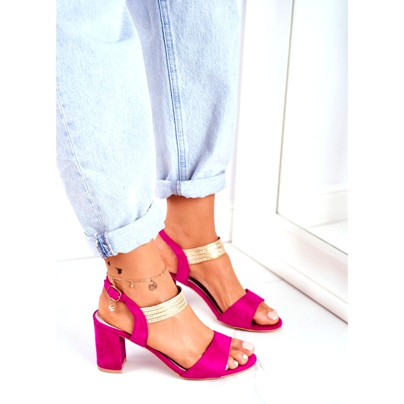 S.Barski Sandali Donna Con Tacco Camoscio Fucsia rosa 1