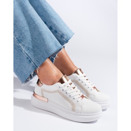 Sneakers con plateau in tessuto Shelovet bianco 1