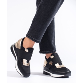 Sneakers da donna nere con zeppa Shelovet nero 1