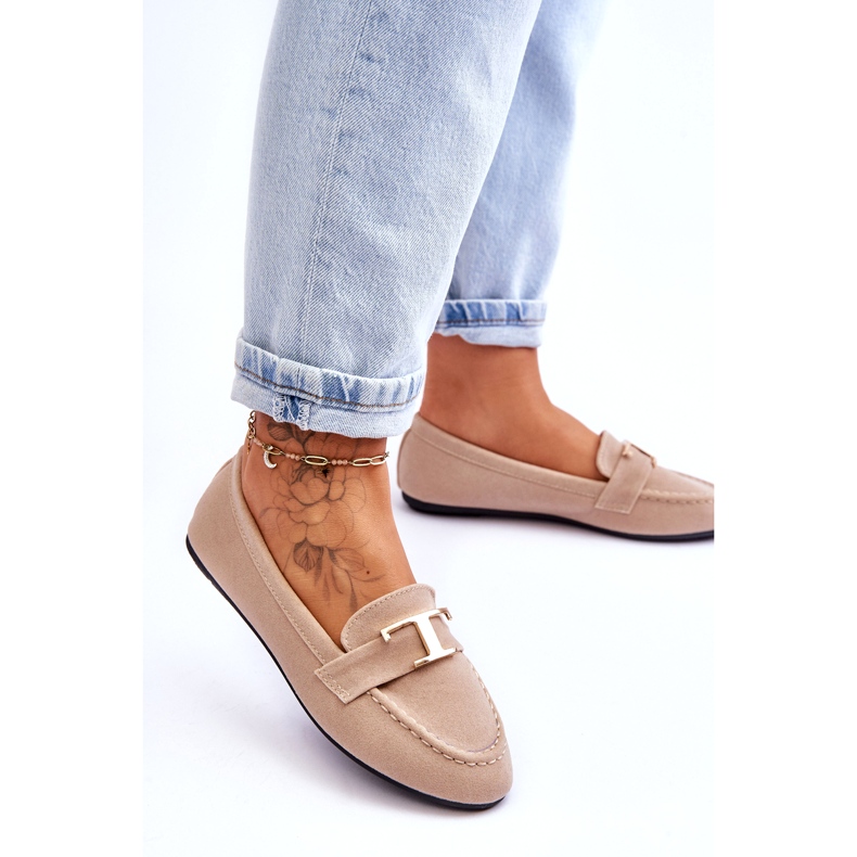 Mocassini Classic Slip-on con Decorazione, Beige Chiaro 2