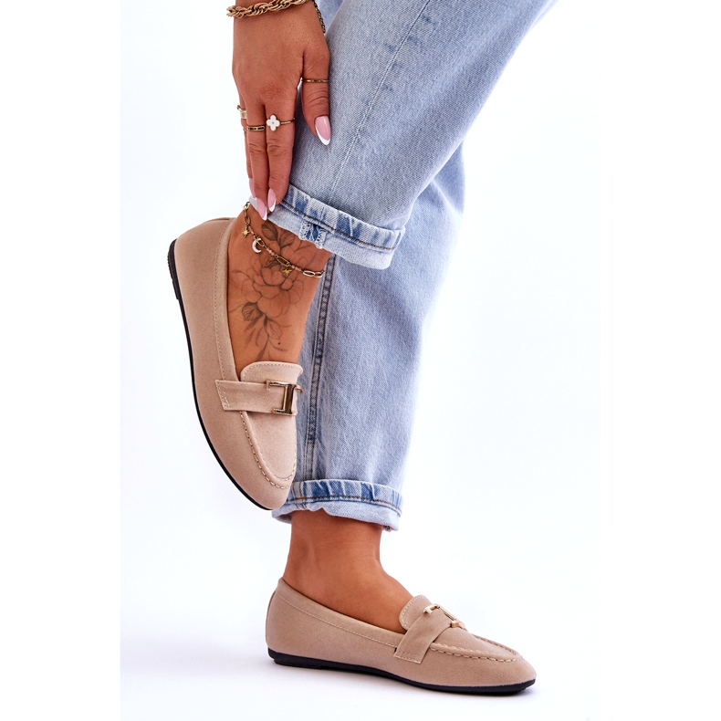 Mocassini Classic Slip-on con Decorazione, Beige Chiaro 3
