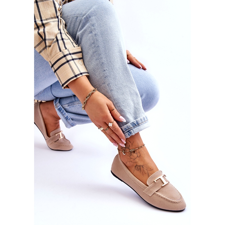 Mocassini Classic Slip-on con Decorazione, Beige Chiaro 4