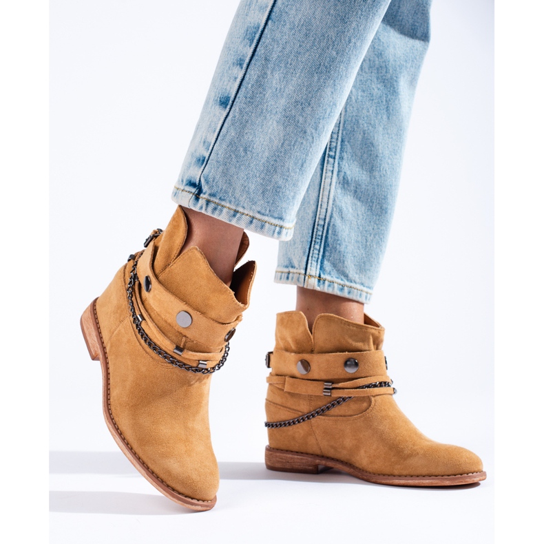 Stivali texani da donna in camoscio Shelovet cammello beige 1