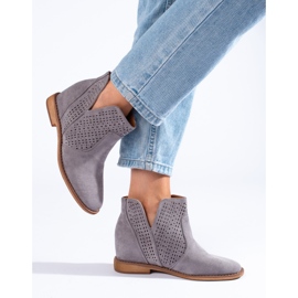 Stivali con zeppa da donna traforati Shelovet grigio 2