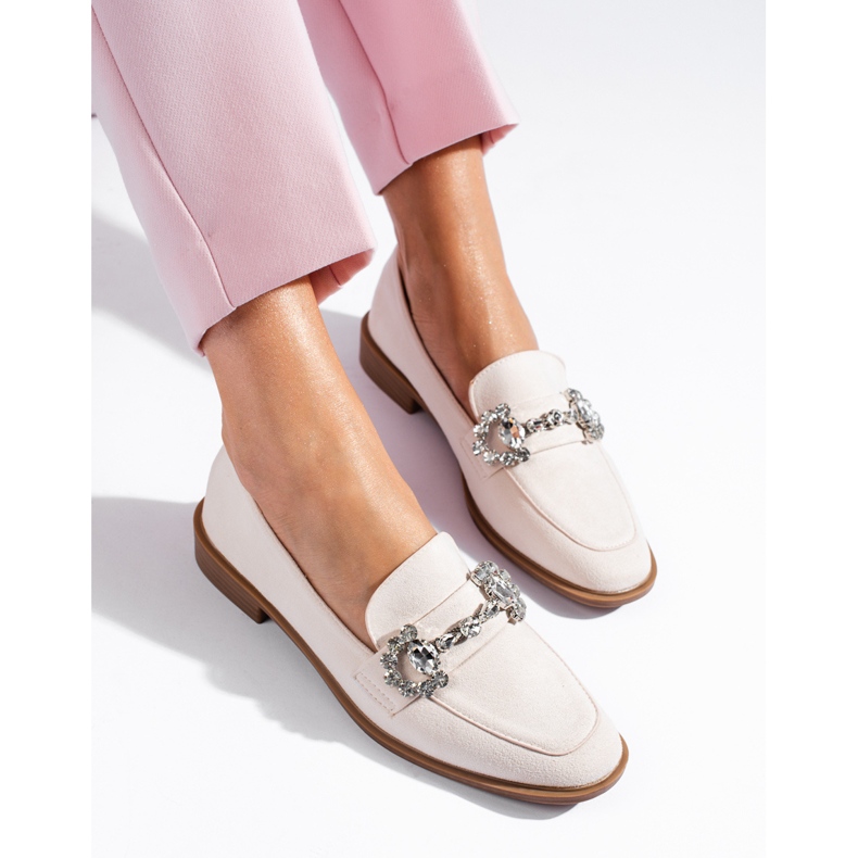 Mocassini in camoscio beige con fibbia Shelovet 1