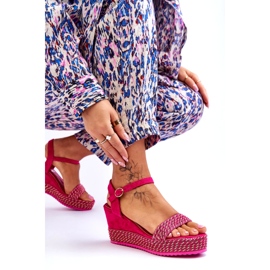 Sandali classici con zeppa fucsia da donna rosa 6