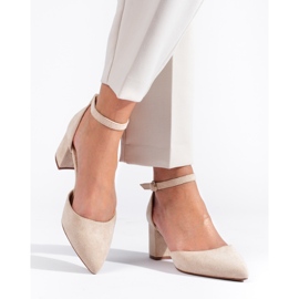 Décolleté Shelovet da donna in camoscio beige 1