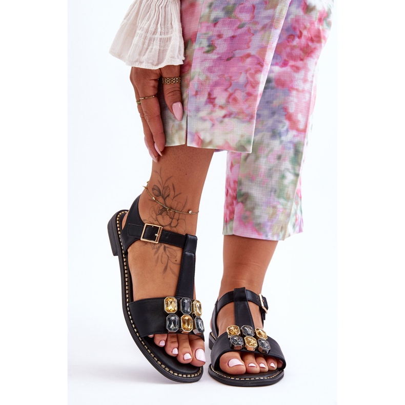 Sandali Donna S.Barski Con Pietre KV-2775-30 Neri nero 1