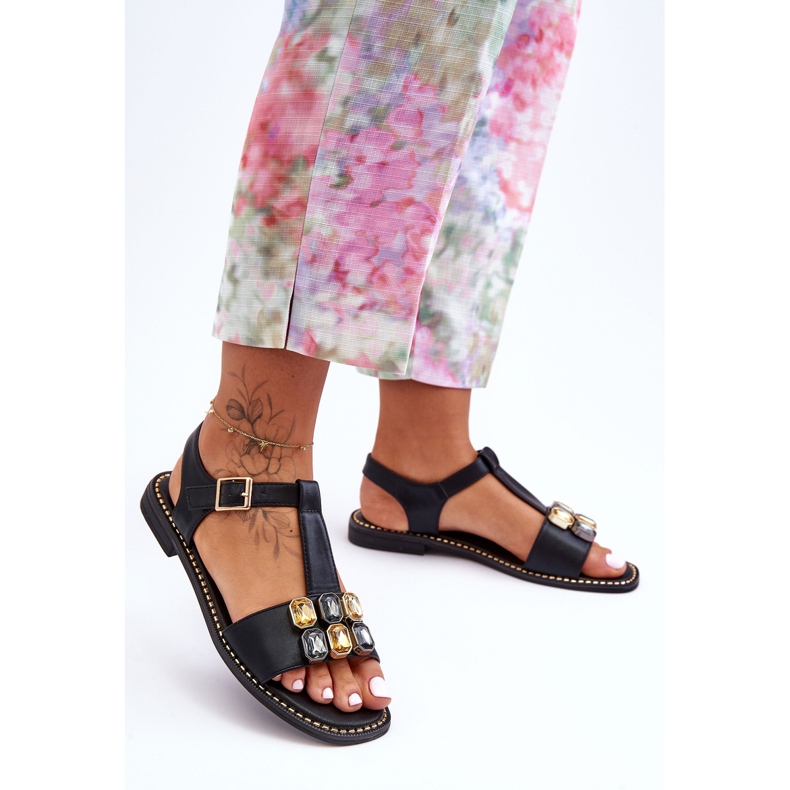 Sandali Donna S.Barski Con Pietre KV-2775-30 Neri nero 2