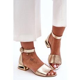 Sandali in pelle con tacchi dorati Laura Messi 2143 Gold d'oro 1