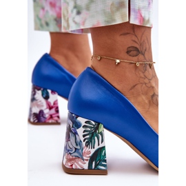 Lewski Shoes Décolleté In Pelle Con Tacco Decorativo Scarpe Leski 2608/K Blu 2