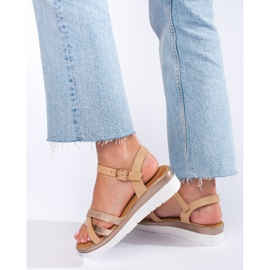Sandalo con zeppa beige Shelovet marrone 1