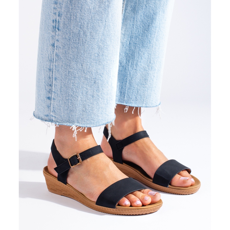 Sandali con plateau da donna neri Shelovet nero 1