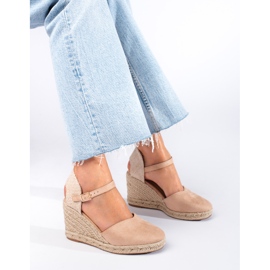 Espadrillas con zeppa Shelovet da donna beige 1