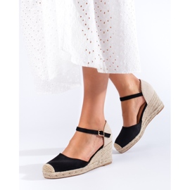 Espadrillas con zeppa Shelovet da donna nere nero 1
