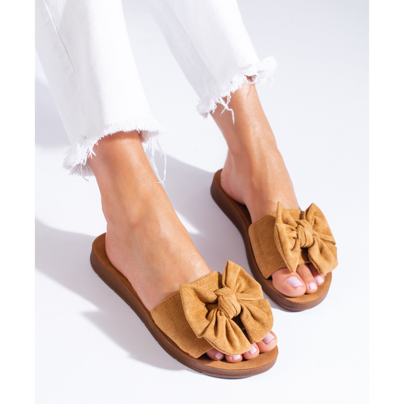 Sandali marroni da donna con fiocco Shelovet marrone 2