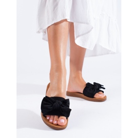 Pantofole nere da donna con fiocco Shelovet nero 2