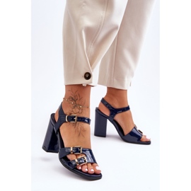 S. BARSKI Sandali con tacco alto S.Barski 80-3 laccati blu navy 2