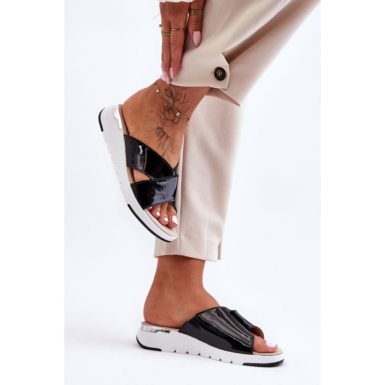 Pantofole Laccate Zeppa Bassa S.Barski AL22469 Nero 2
