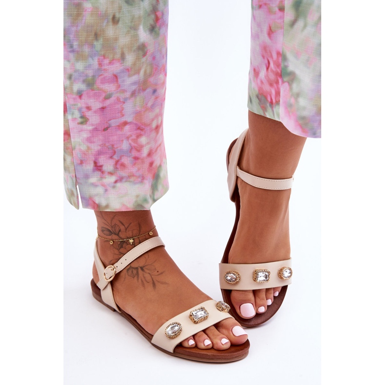 Sandali Da Donna Classici Con Ornamenti S.Barski SS27-79 Beige nero 1