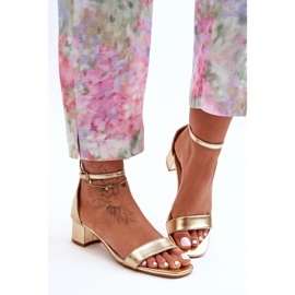 Sandali in pelle con tacco Plain Gold Ispirami! d'oro 2