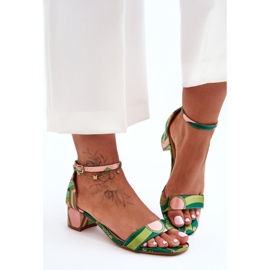 Sandali con tacco alto in raso fantasia Green Mix Inspire Me! multicolore 1