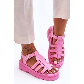 FS1 Sandali Bassi In Pelle Con Cinturino Diosa Rosa 1
