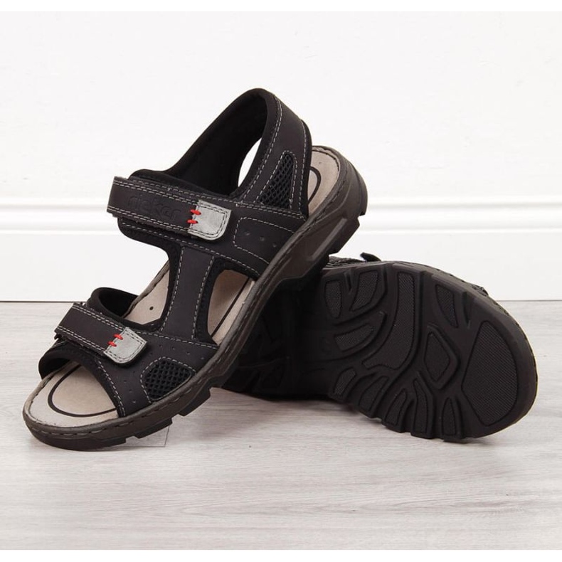 Sandali Rieker M R447 neri comodi con velcro nero 1