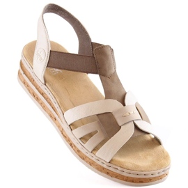 Comodi sandali con zeppa Rieker W RKR505A beige 1