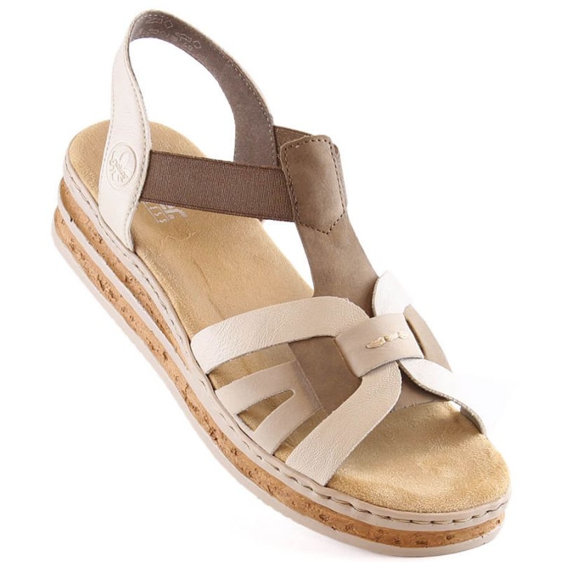 Comodi sandali con zeppa Rieker W RKR505A beige 1