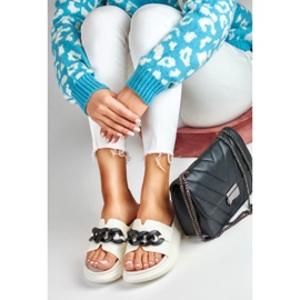 La.Fi Infradito bianche con catena nera bianco 2