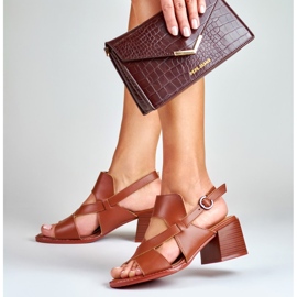 La.Fi Sandali stiletto in pelle marrone 1