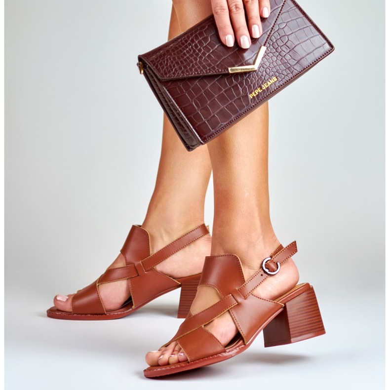 La.Fi Sandali stiletto in pelle marrone 1