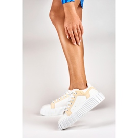 Scarpe sportive da donna bianche con suola spessa bianco 2