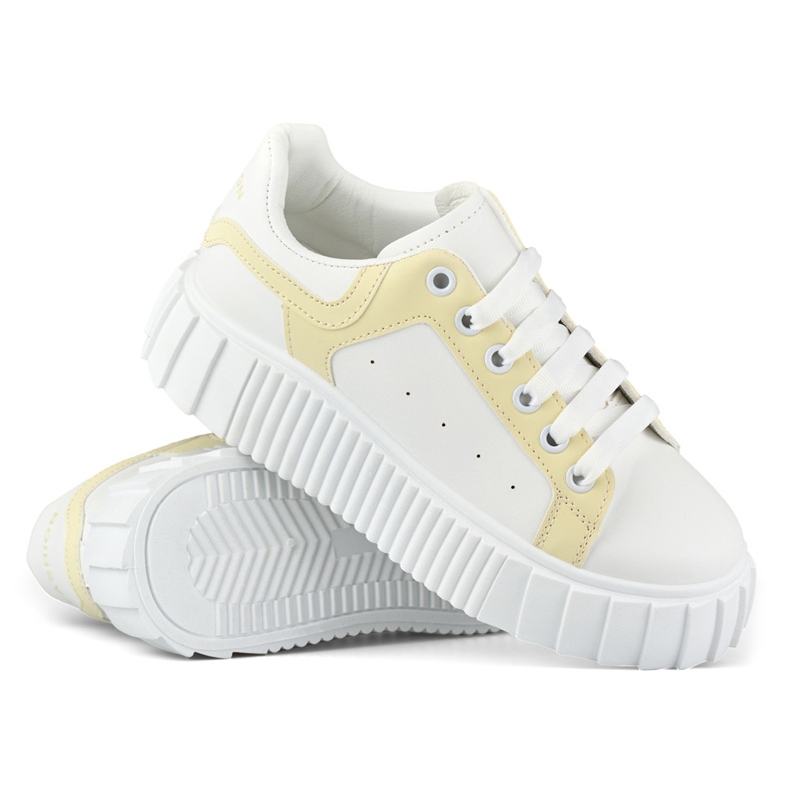 Scarpe sportive da donna bianche con suola spessa bianco 1