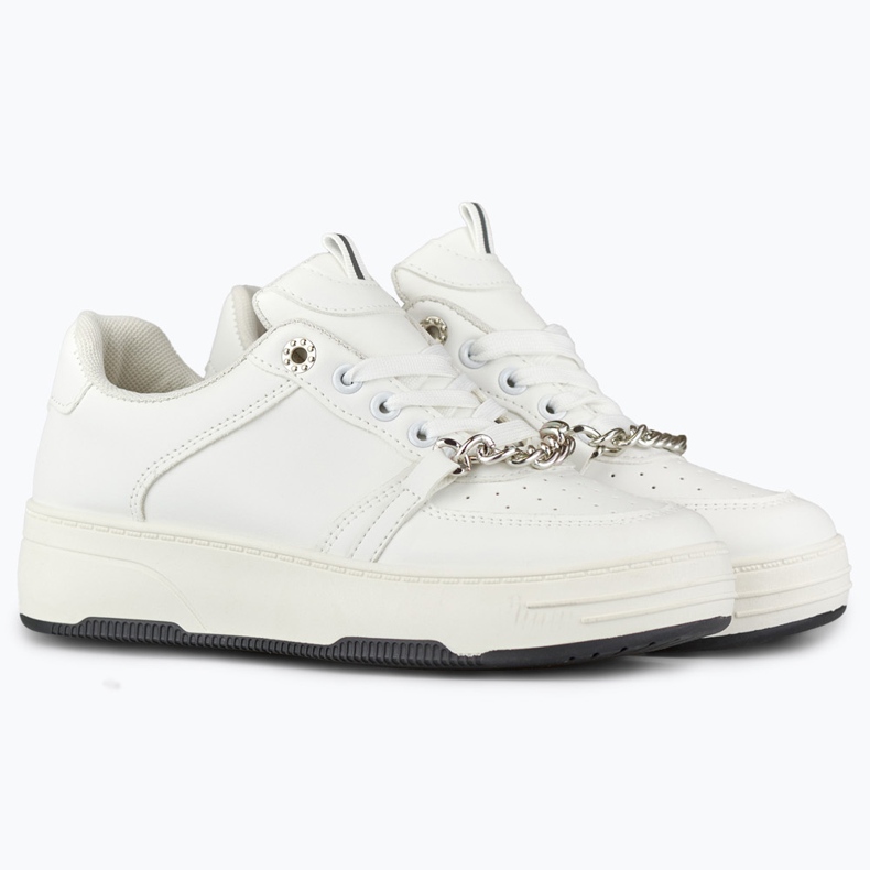Scarpe sportive bianche con catena bianco 2