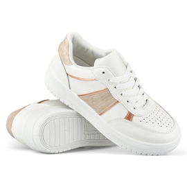 Scarpe sportive bianche con accessori beige bianco 1