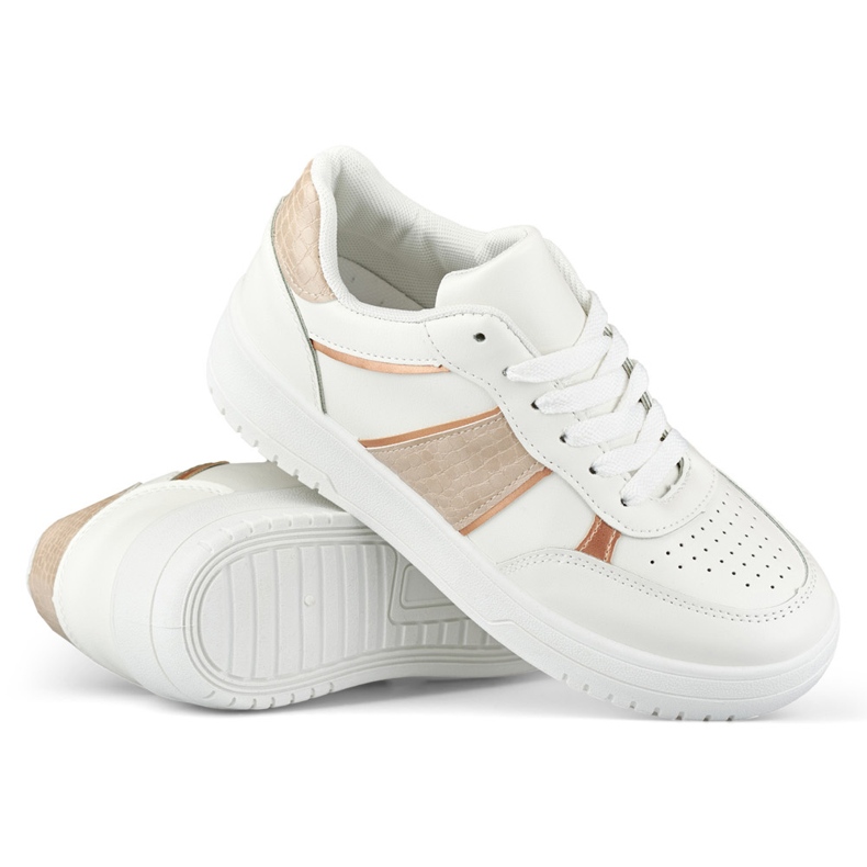 Scarpe sportive bianche con accessori beige bianca 1