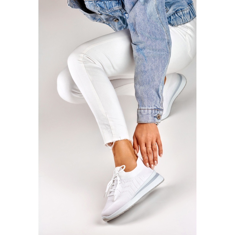 Scarpe sportive con zeppa bianche bianca 1