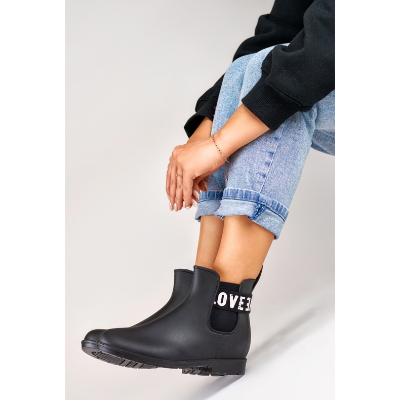 Stivali da pioggia neri opachi da donna Love White nero 1