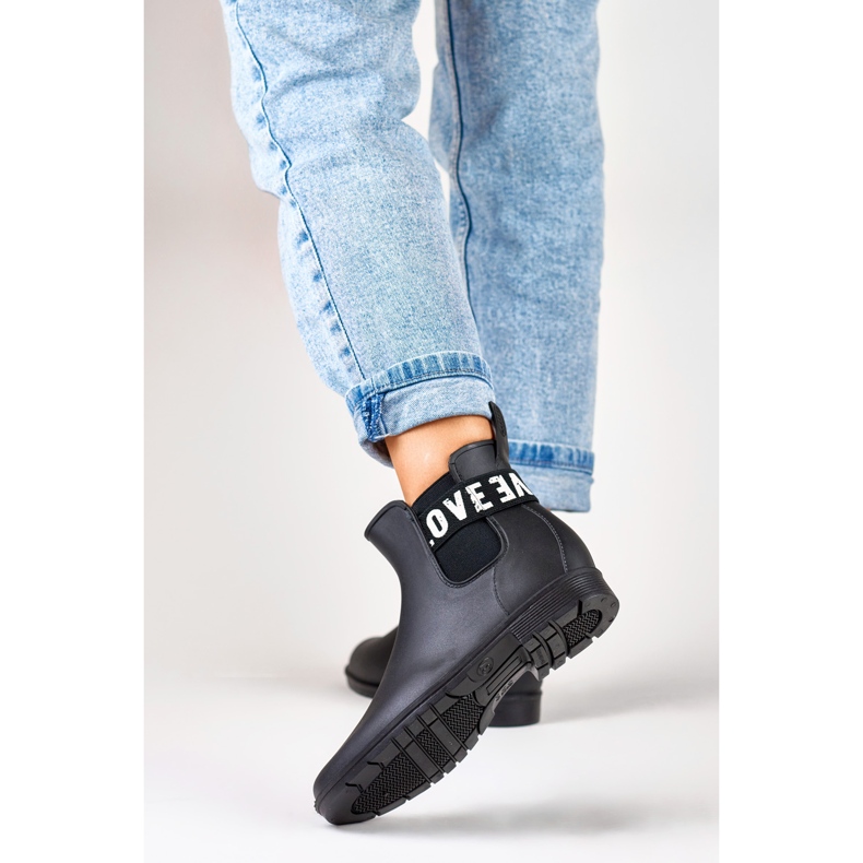 Stivali da pioggia neri opachi da donna Love White nero 2