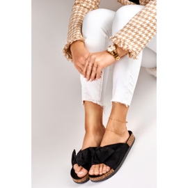 Pantofole nere classiche con fiocco nero 2