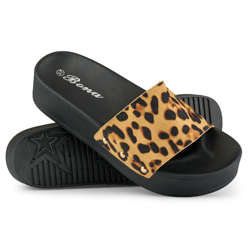 Pantofole da donna sulla piattaforma leopardata marrone 2