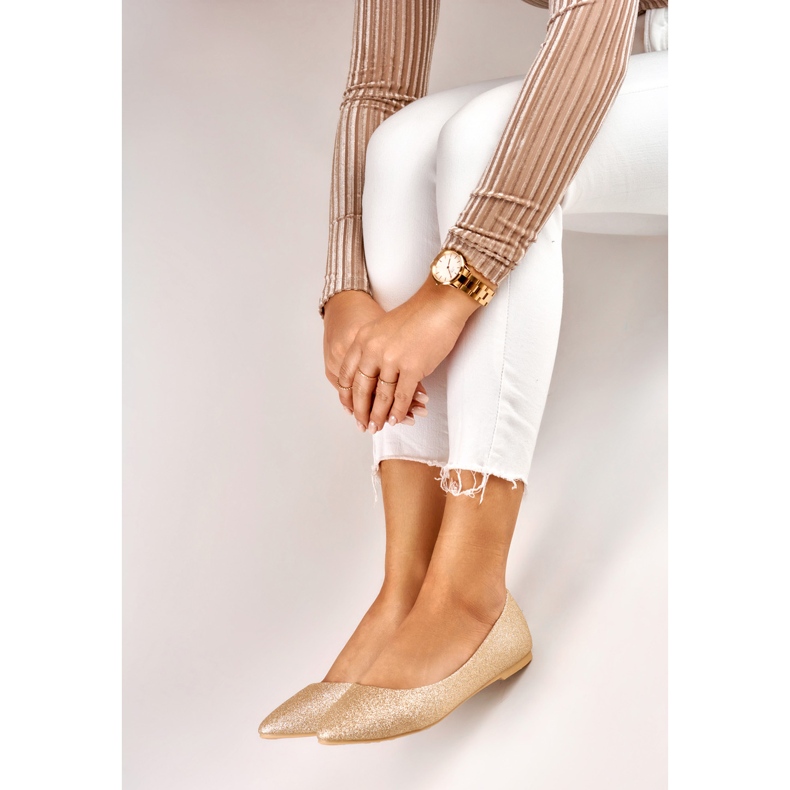 Ballerine lucide dorate da donna d'oro 2