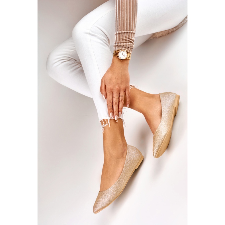 Ballerine lucide dorate da donna d'oro 1