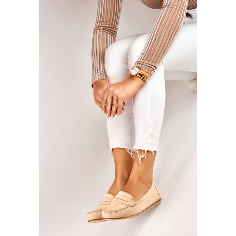 Comodi mocassini da donna beige 1